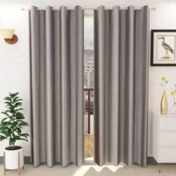 Solid Eyelet Premium Polyester with Silk Plain Long Crush Curtains set of 2pc