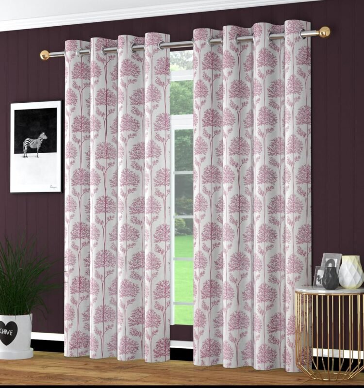 Polyester Carnival Leaf Pattern Digital Printed Curtain Set of 2 Pc