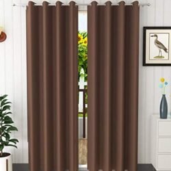 Blackout Heavy Fabric Plain Polyester Eyelet Curtains 99% Blackout Set Of 2 PC