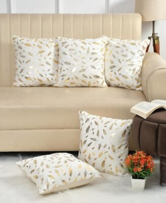 Gold Foil Fur Cushion Covers Set of 5pc 16x16