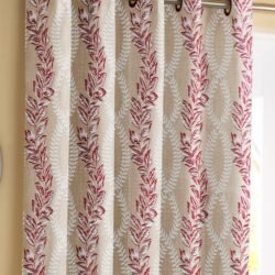 Printed Polyester Leafy Curtains Set of 2pc