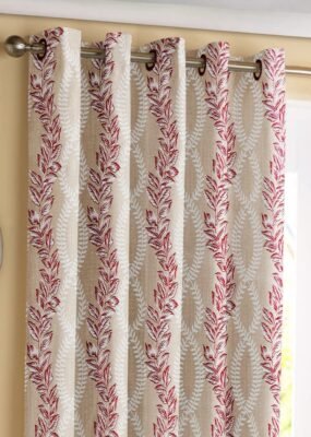Printed Polyester Leafy Curtains Set of 2pc