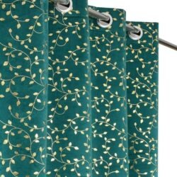 Foil V Leaf Printed Door Curtain Set of 2pcs Velvet Curtains