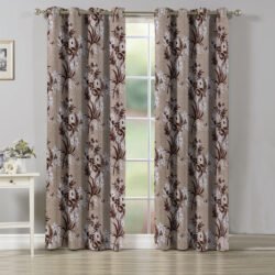 Polyester Floral Pattern Long Crush Printed Curtain Set of 2 Pc